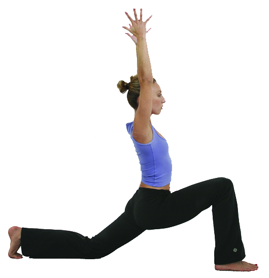 Woman doing high lunge pose alanasana exercise Vector Image